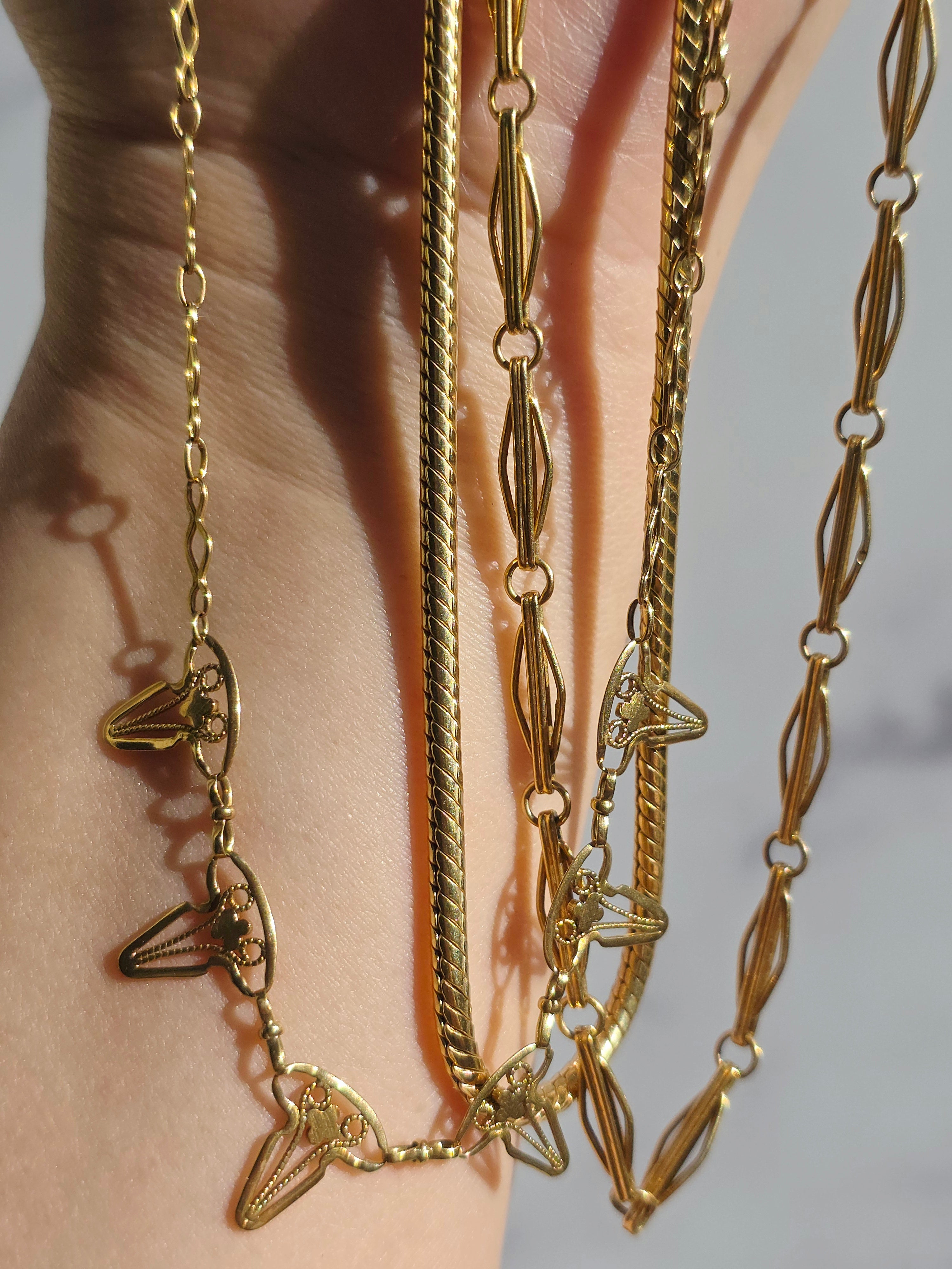 18k Solid Gold Snake Chain Necklace 17" | Indulgems