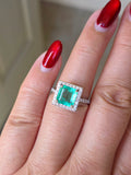 18k Solid Gold 2.2ct Columbian Emerald Diamond Ring Size 7 | Indulgems