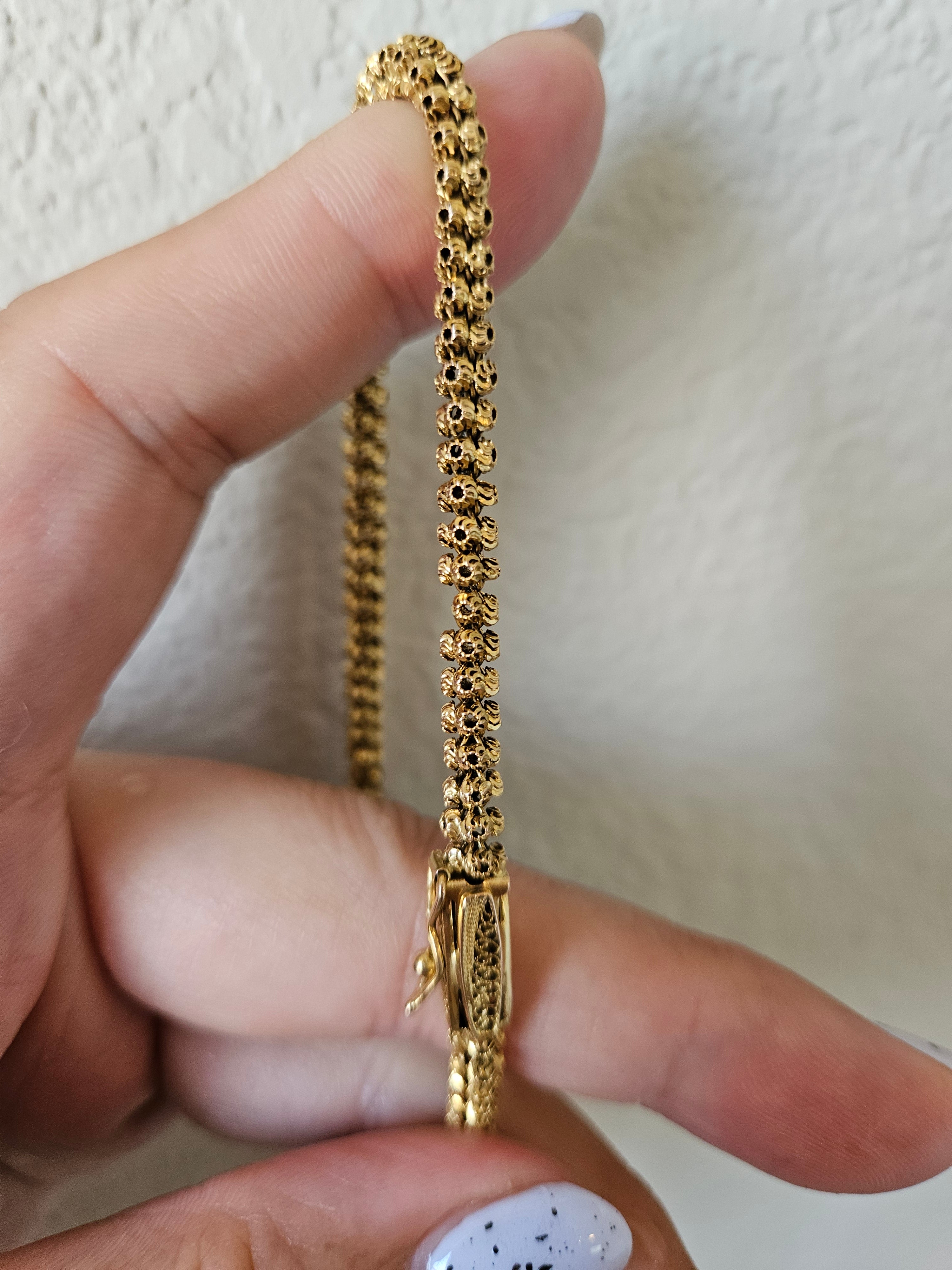 Antique 18K Yellow Gold Cannatille Long Chain Necklace 28"