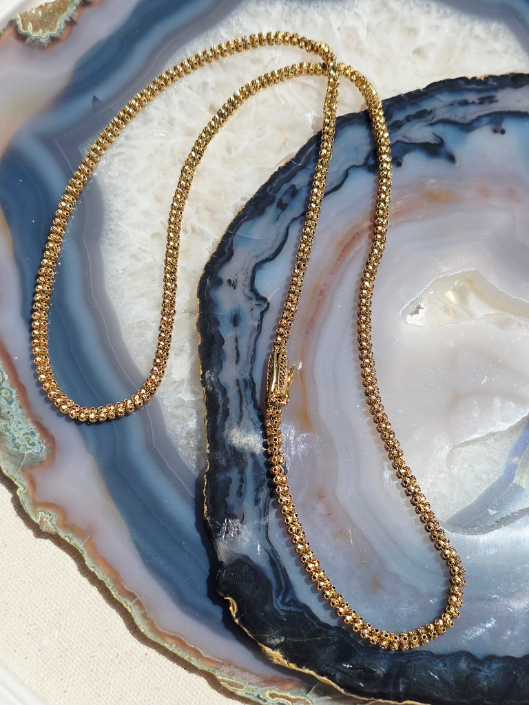 Antique 18K Yellow Gold Cannatille Long Chain Necklace 28" | Indulgems | Designs in Real Gold