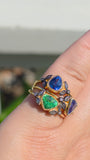 18k Yellow Gold Gemstone Laurel Rings Sz 7 | Indulgems