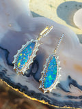 14k Yellow Gold Australian Opal Aurora Halo Earrings | Indulgems
