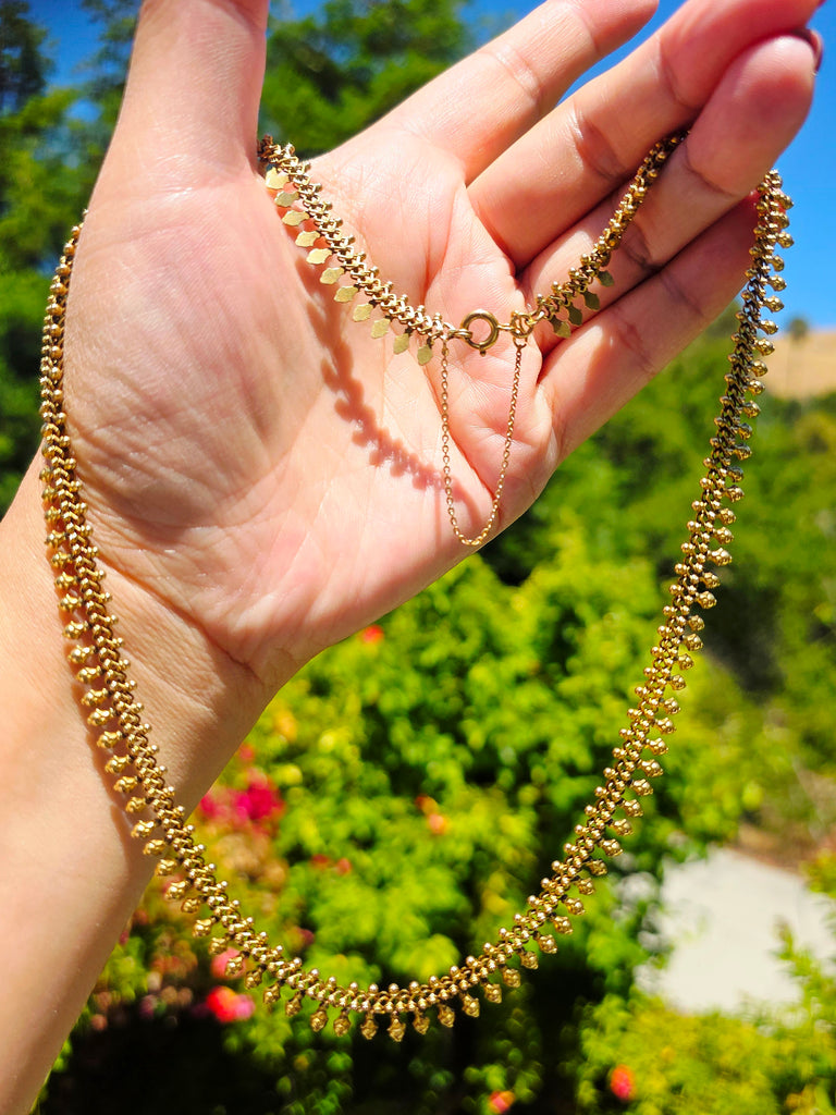 14k Yellow Gold Antique Fringe Necklace | Indulgems