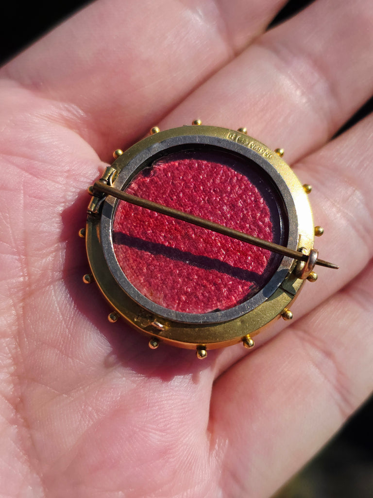 15K Yellow Gold Antique Diamond Round Brooch Locket  | Indulgems