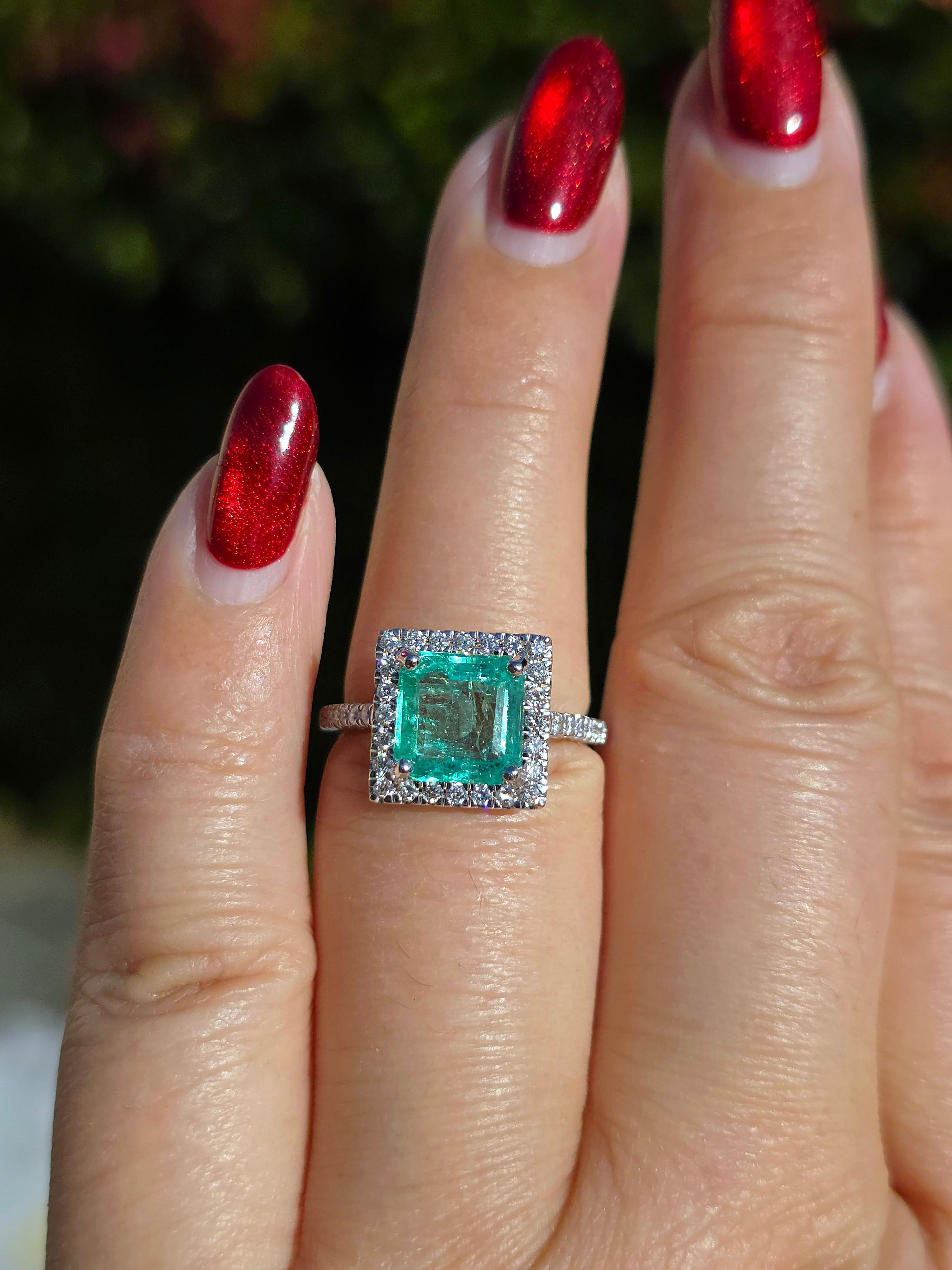 18k Solid Gold 2.2ct Columbian Emerald Diamond Ring Size 7 | Indulgems