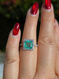 18k Solid Gold 2.2ct Columbian Emerald Diamond Ring Size 7 | Indulgems