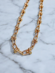 14k Yellow Gold Hardware Chain Necklace 18 inches | Indulgems