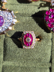 18k Solid Gold Vintage Ruby Diamond Ring Size 7.5 | Indulgems