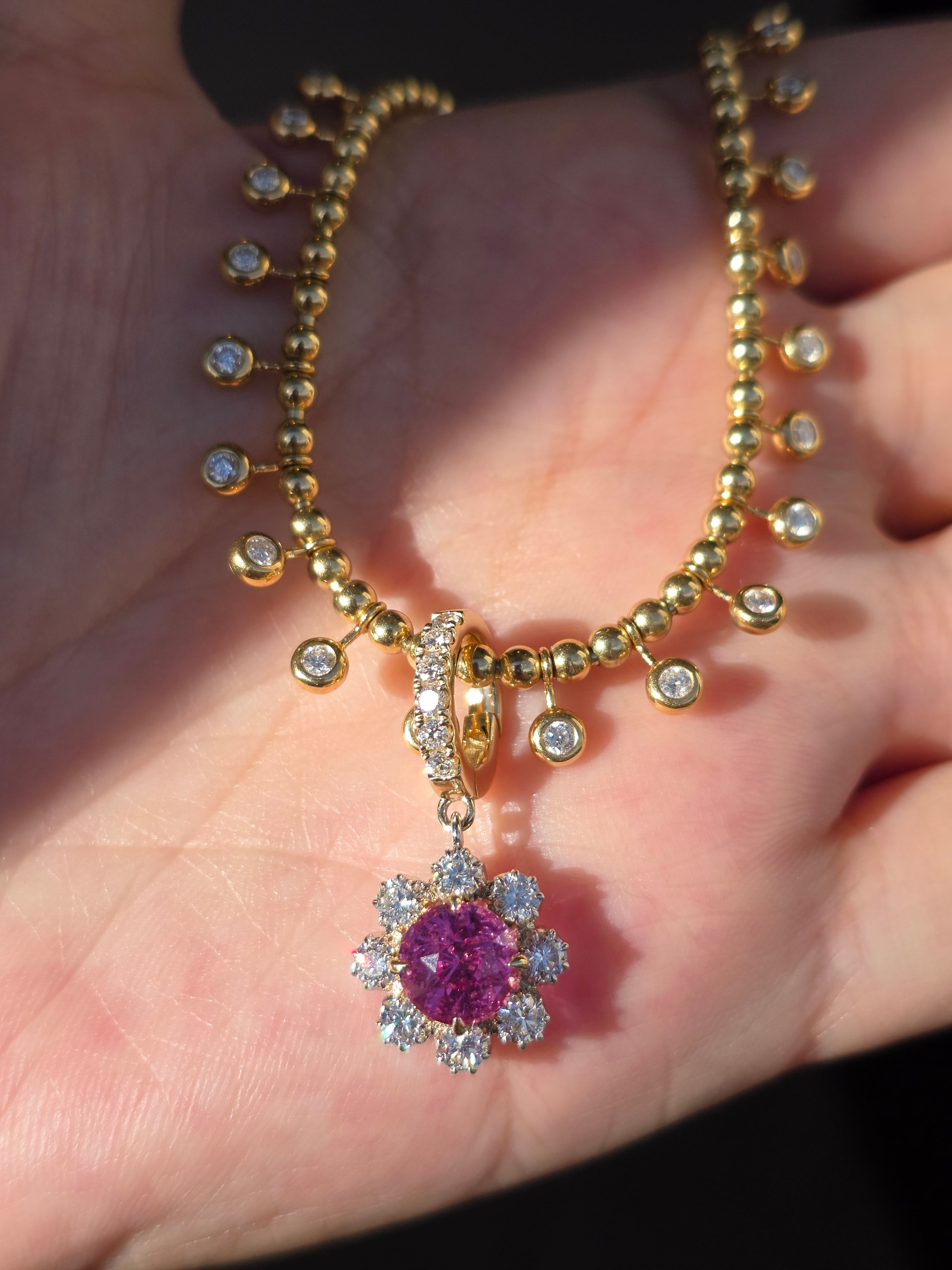 14k Gold 2.15ct Mahenge Spinel & Diamond Pendant | Indulgems | Diana