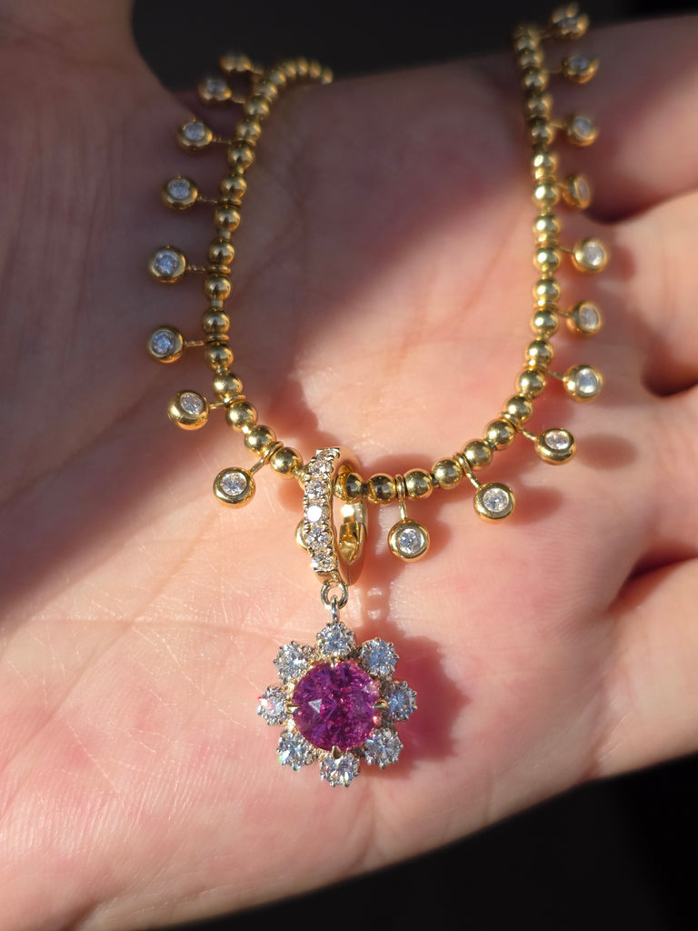 14k Gold 2.15ct Mahenge Spinel & Diamond Pendant | Indulgems | Diana