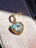 18k Solid Gold Madagascar Rainbow Moonstone Heart Pendant | Indulgems