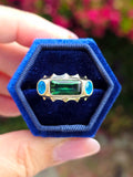 14k Yellow Gold Green Tourmaline & Neon Apatite Gemstone Band Ring Size 8 | Indulgems | Aurora