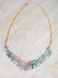 18K Yellow Gold Watermelon Tourmaline Slices Antique Filigree Chain Necklace 17" | Indulgems | Designs in Real Gold