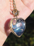 14k Yellow Gold & Sterling Silver Rainbow Moonstone Lab-grown Diamond Heart Locket Pendant | Indulgems