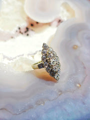18K Solid White Gold Diamond Navette Ring Size 4.5 | Antique Jewelry | Designs in Real Gold | Indulgems