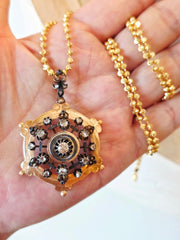 18k Solid Gold & Silver Antique Diamond Pendant | Indulgems
