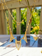 Antique 18K Yellow Gold Art Deco Filigree Necklace 16" | Indulgems | Designs in Real Gold