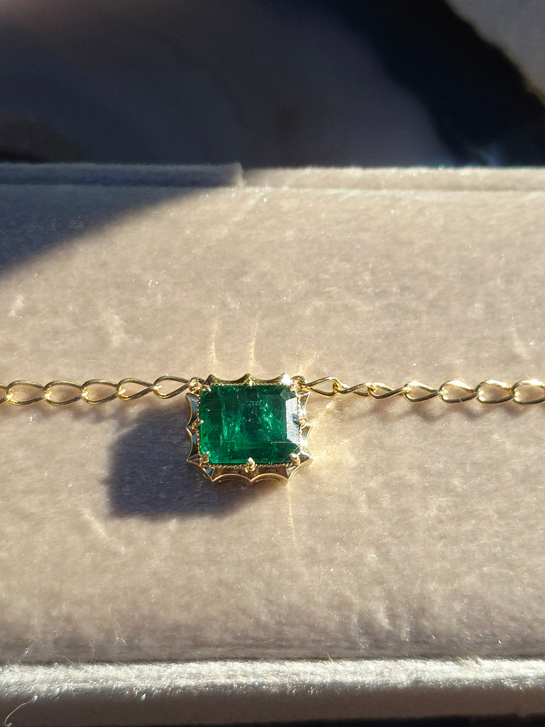 14k Yellow Gold Zambian Emerald Aurora Necklace | Indulgems