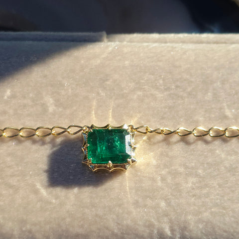 14k Yellow Gold Zambian Emerald Aurora Necklace | Indulgems