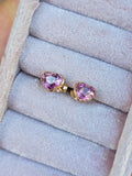 14k Yellow Gold Burmese Pink Spinel Stud Earrings | Indulgems