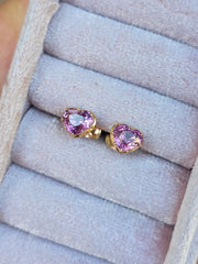 14k Yellow Gold Burmese Pink Spinel Stud Earrings | Indulgems