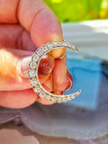 14k Gold Diamond Crescent Moon Brooch | Indulgems