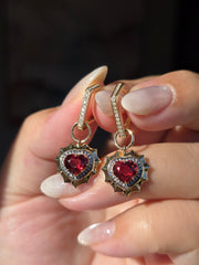 14k Yellow Gold Burmese Spinel Heart Earring Charms | Indulgems | Aurora Halo