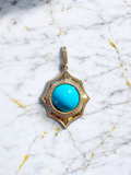 18k Solid Gold Sleeping Beauty Turquoise Gemstone Cabochon Pendant | Indulgems | Designs in Real Gold