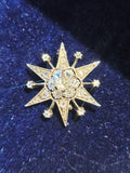 14K Yellow Gold & Silver - Antique Diamond Star Brooch | Indulgems | Designs in Real Gold