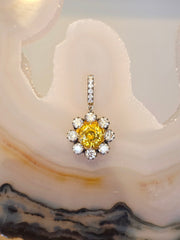 14k Yellow Gold Sphene & Lab Diamond Pendant | Indulgems | Diana Collection