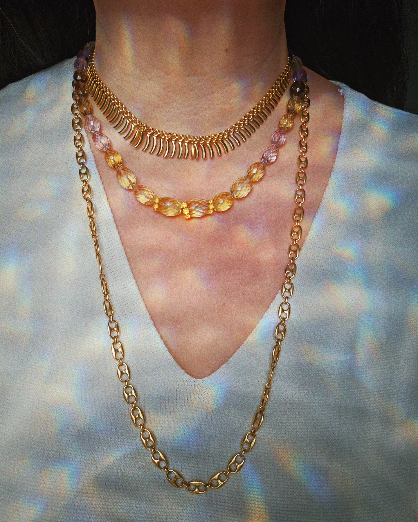 Solid 18K Yellow Gold Mariner Chain Long Necklace 31"