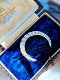 14k Gold Diamond Crescent Moon Brooch | Indulgems