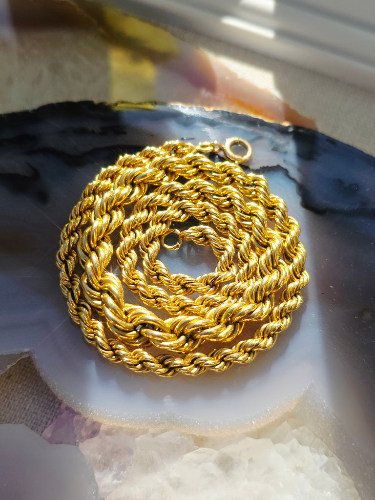18k Yellow Gold Vintage Graduating Rope Chain Necklace | Indulgems