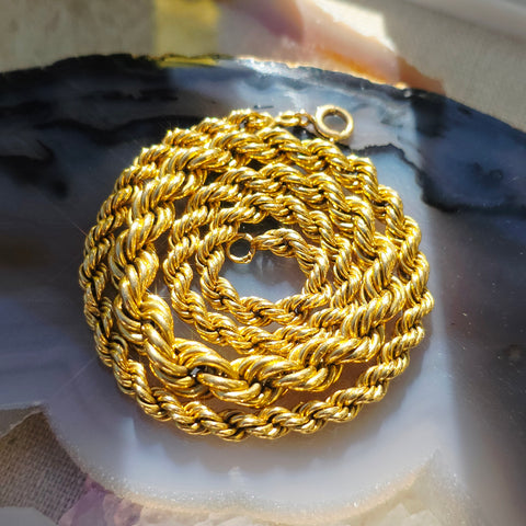 18k Yellow Gold Vintage Graduating Rope Chain Necklace | Indulgems