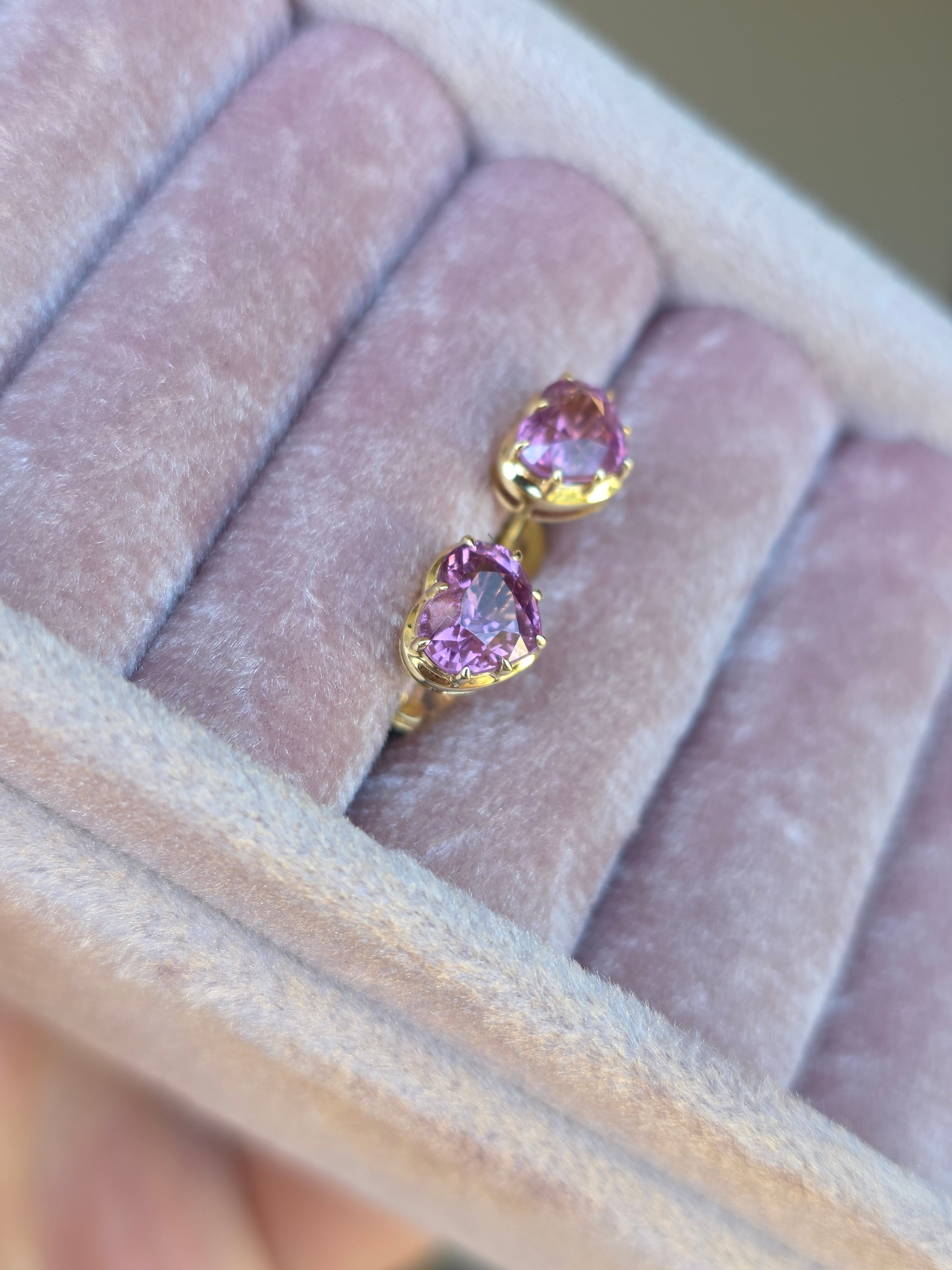 14k Yellow Gold Burmese Pink Spinel Stud Earrings | Indulgems