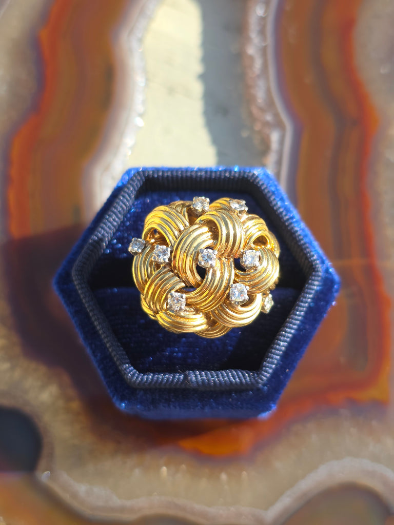 18k Solid Gold Vintage Diamond Ring Size 7 | Indulgems