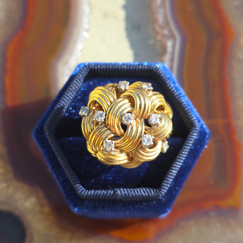 18k Solid Gold Vintage Diamond Ring Size 7 | Indulgems