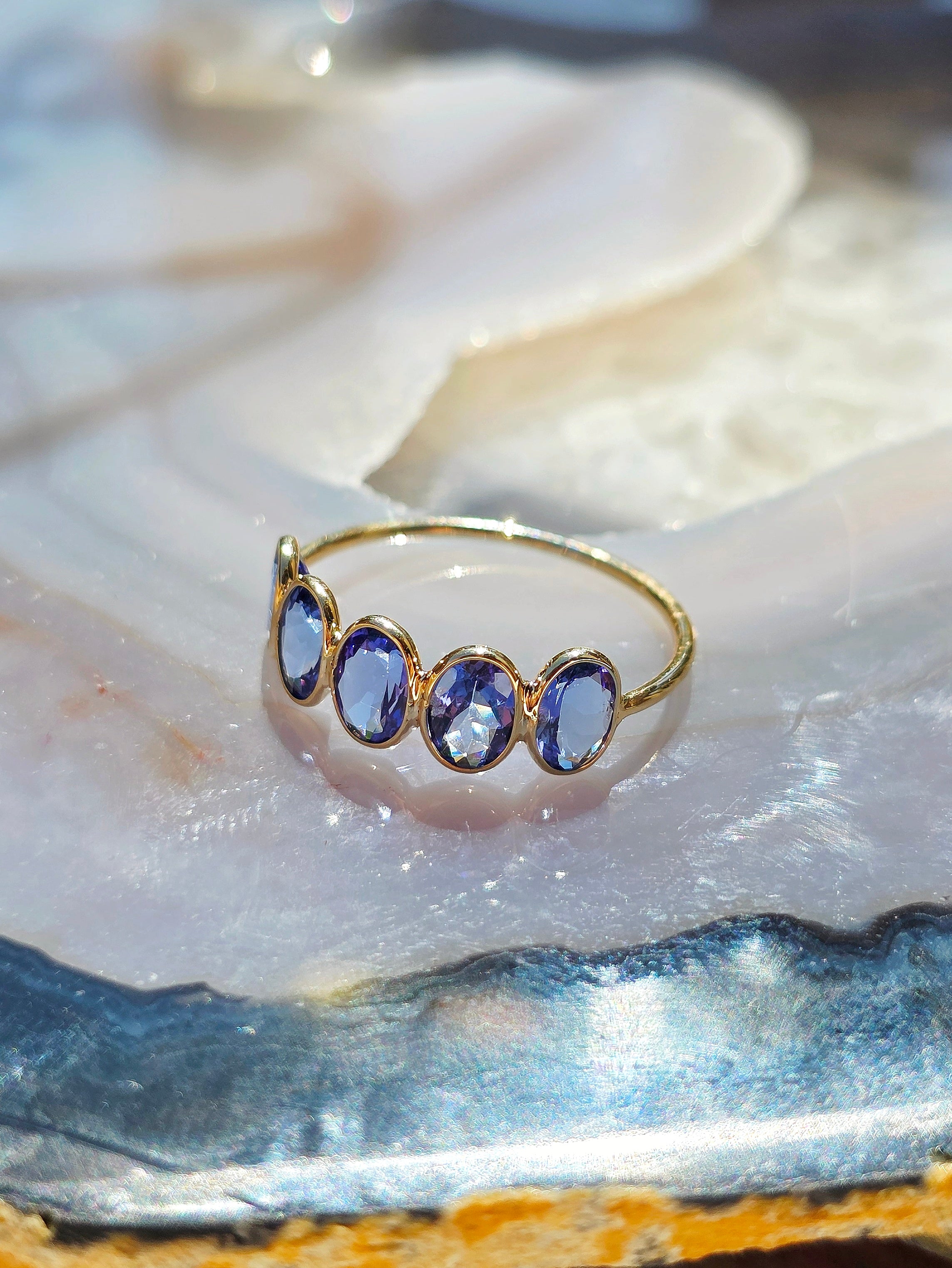 14k Yellow Gold Gemstone Stacking Ring | Indulgems | Designs in Real Gold