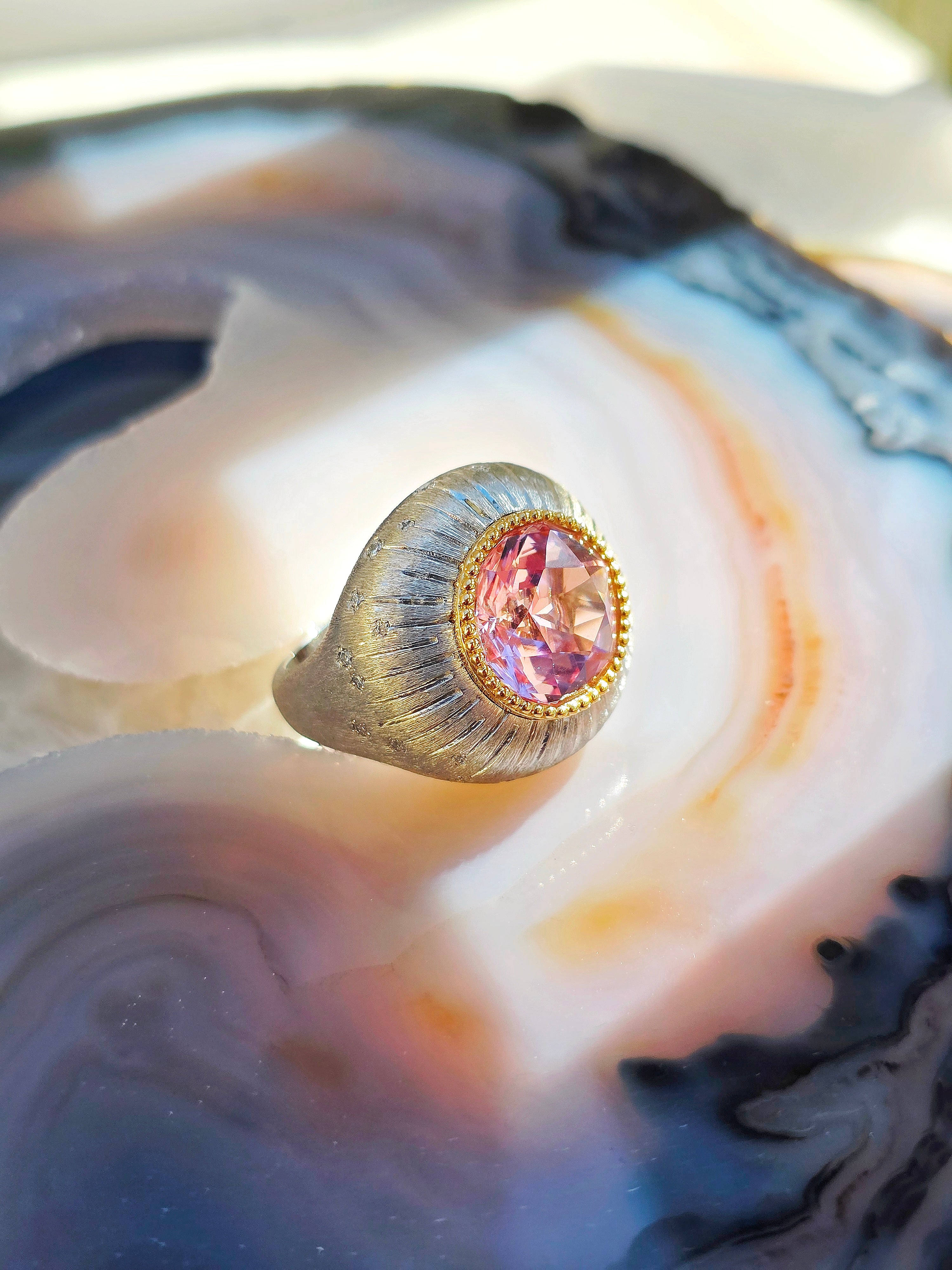18k Gold & Platinum Star Kunzite Statement Ring | Indulgems | Hanabi Collection