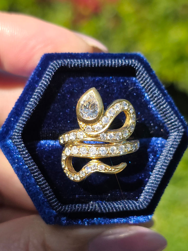 18k Solid Gold Diamond Snake Ring Sz 6.5 | Indulgems