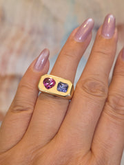 14k Yellow Gold Malaya Garnet & Ceylon Sapphire Ring Size 8 | Indulgems