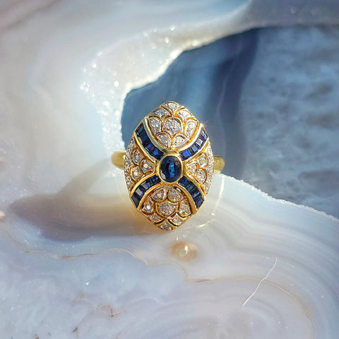 18k Yellow Gold Sapphire and Diamond Ring | Indulgems