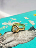 18K Solid Yellow Gold Old Cut Diamond 0.8 ct Donut Ring Sz 6.5 | Indulgems | Vintage Real Gold Jewelry