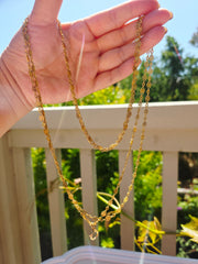 18K Yellow Gold Antique Ornate Link Extra Long Guard Chain Necklace 62" | Indulgems | Designs in Real Gold