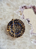 Antique Diamond & Blue Sapphire Brooch in 14k Gold and Silver | Indulgems
