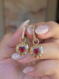 14k Yellow Gold Burmese Spinel Heart Earring Charms | Indulgems | Aurora Halo