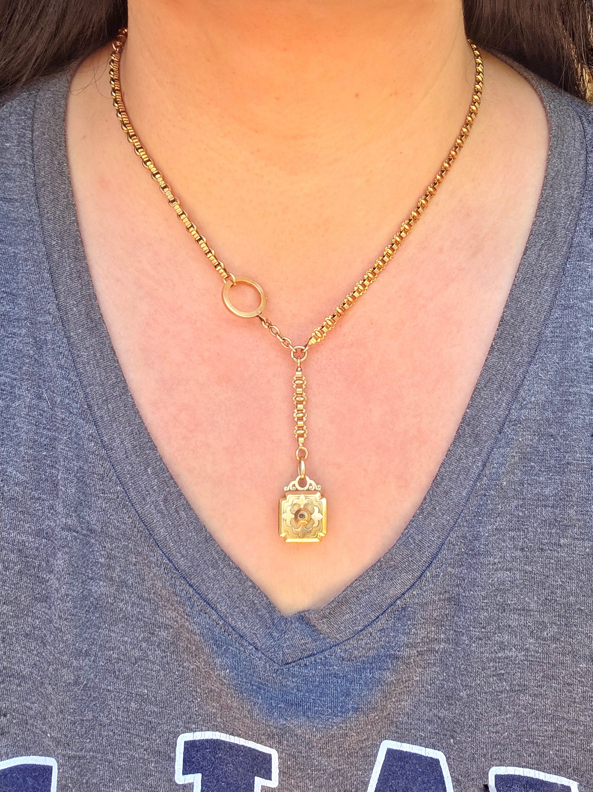 18k Solid Gold French Eagle Hallmark Antique Watch Chain Necklace | Indulgems | Medley Collection