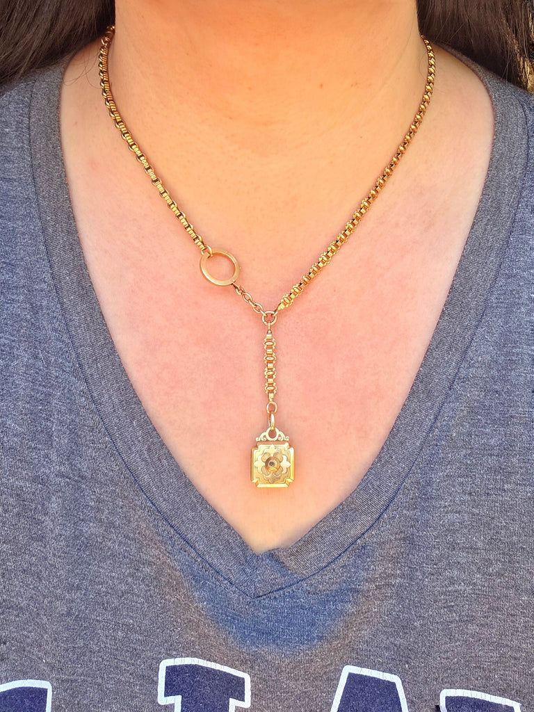 18k Solid Gold French Eagle Hallmark Antique Watch Chain Necklace | Indulgems | Medley Collection