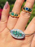 14k Yellow Gold Aurora Band Rings in Emerald & Neon Apatite | Indulgems