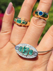 14k Yellow Gold Aurora Band Rings in Emerald & Neon Apatite | Indulgems